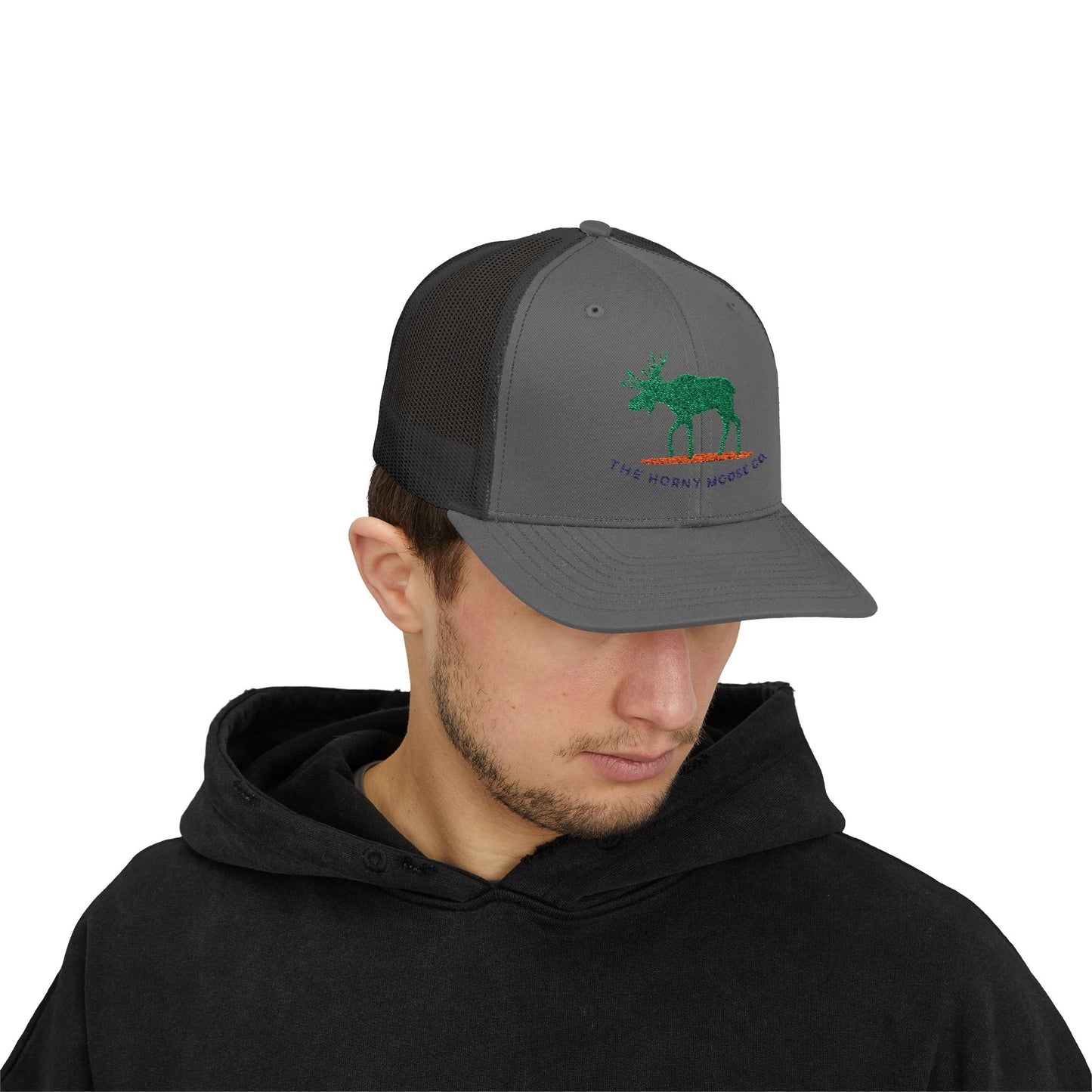 Green Moose Snapback Trucker Cap - Outdoor Adventure Hat