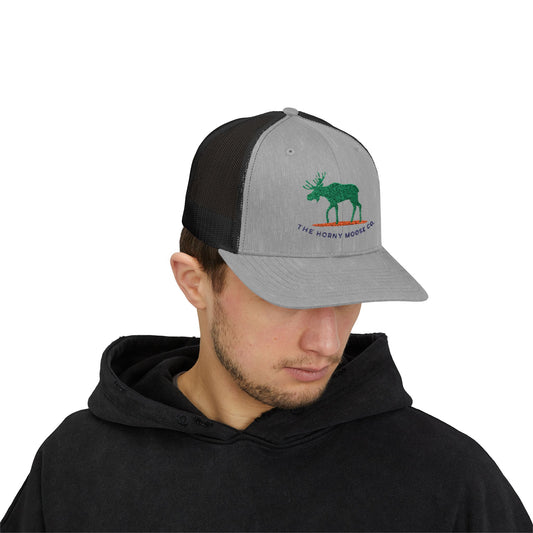 Green Moose Snapback Trucker Cap - Outdoor Adventure Hat