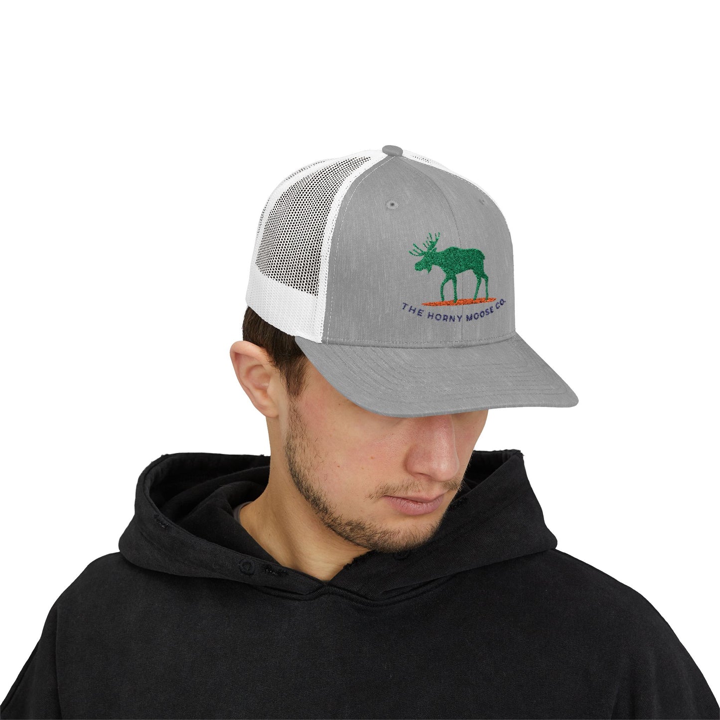 Green Moose Snapback Trucker Cap - Outdoor Adventure Hat