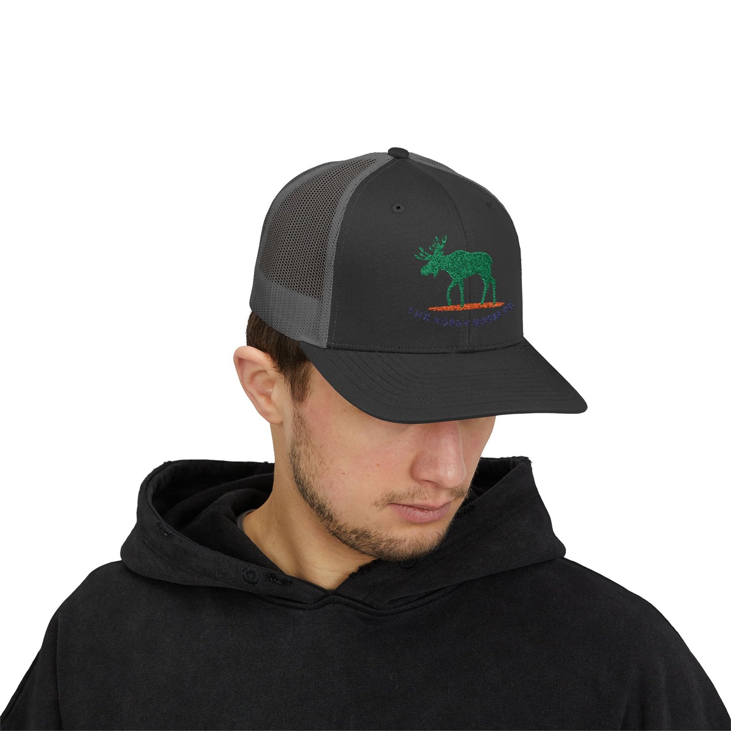 Green Moose Snapback Trucker Cap - Outdoor Adventure Hat